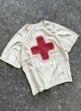 BADSON 'HLR' TEE SHIRT 渐变印花十字T恤