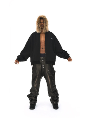 Doncare 26SS 宽松水钻扣皮长裤