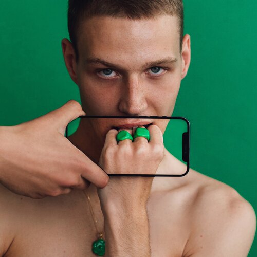 VEERT Green Enamel Square Signet Ring 戒指