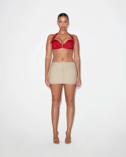 Zipper KHY Denim Dilara Bralette联名缎面金属扣牛仔拉链文胸