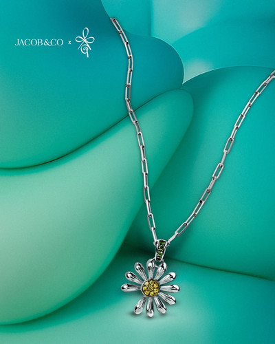 Jacob & Co. X PEACEMINUSONE 权志龙合作款18k 白金白钻花卉吊坠