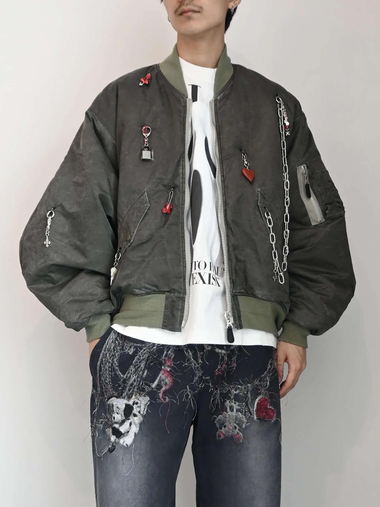 doublet KEY CHAIN DECORATED BOMBER JACKET链条夹克图片