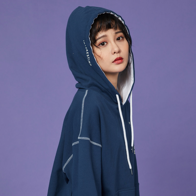 连帽卫衣2020新款女秋冬宽松韩版bf慵懒风学生印花休闲外套上衣潮