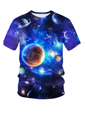 宇宙星空速干高弹加大码短袖t恤