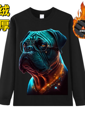萌犬狗狗3D印花加绒加厚卫衣秋冬
