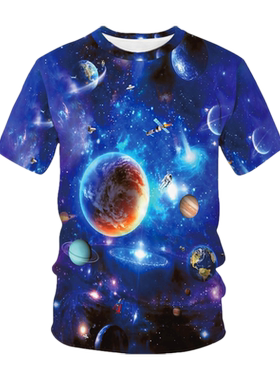 立体宇宙星空速干透气短袖T恤衫