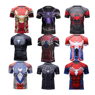 蜘蛛侠漫威周边电影服装男士紧身衣健身衣运动速干衣个性短袖t恤