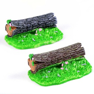 微景观盆栽摄影diy造景双人草坪凳子装饰6.4cm卡通树脂树桩小摆件