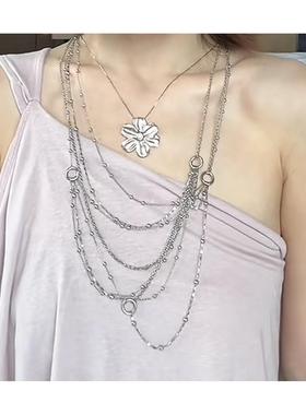 菊花炼条细闪瀑布气质长项炼叠戴秋冬毛衣炼女高级感