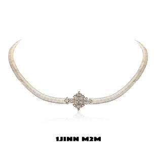 原创设计轻奢锁骨炼满镶十字架蛇骨choker小众百搭项炼