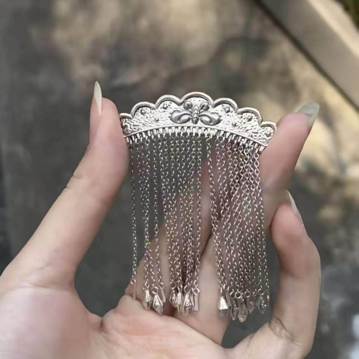 蝴蝶流苏发夹复古简约新中式小众轻奢设计感高端汉服旗袍头饰簪子