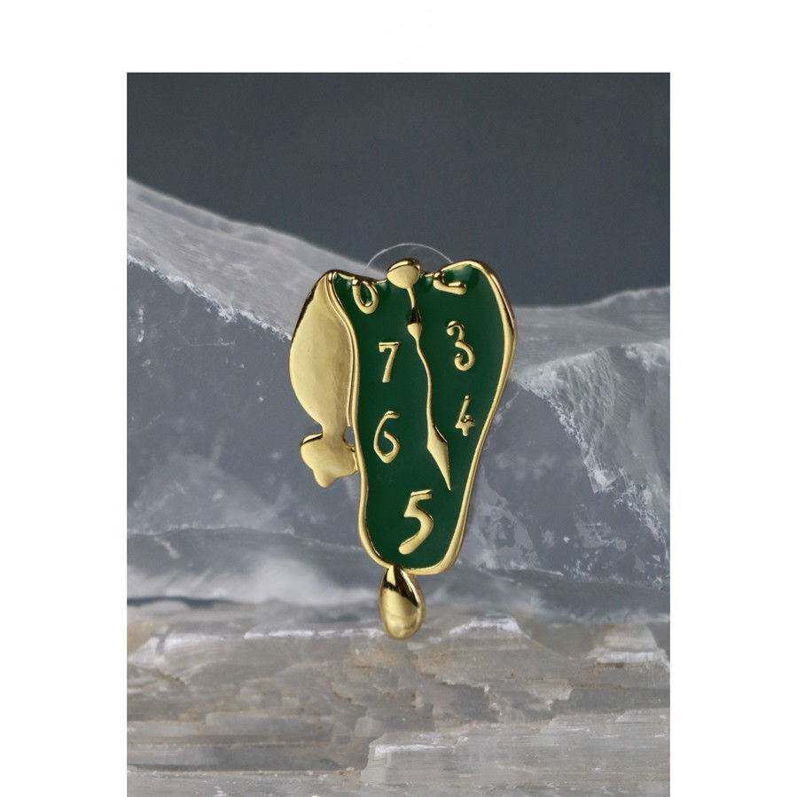 艺术家系列 | 达利《记忆的永恒》 融化时钟绿色视觉耳环