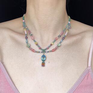 原创春之序曲捷克珠清新配色氛围感双层手工串珠小众项炼新