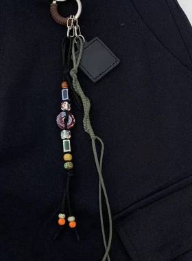 23FW Keychain 小众设计感手作串珠定制皮牌钥匙绳
