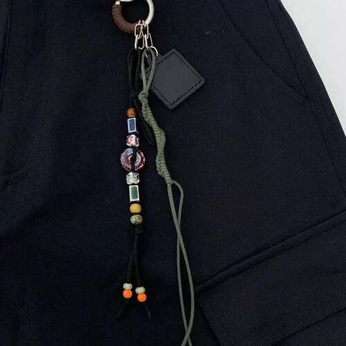 23FW Keychain 小众设计感手作串珠定制皮牌钥匙绳