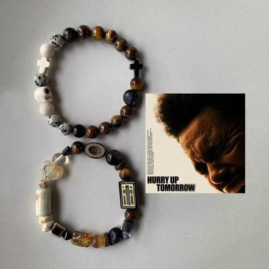 theweeknd专辑盆栽欧美音乐嘻哈手链hiphop手串新款小众饰品