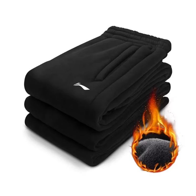 李宁运动卫裤男士秋冬款加绒直筒卫裤宽松收口百搭休闲运动长裤男