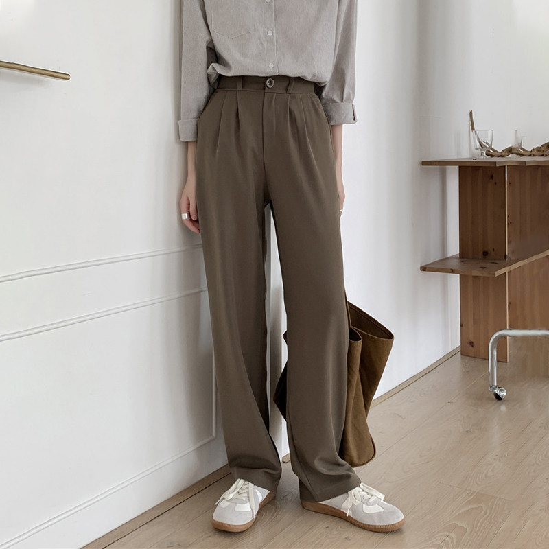 阔腿裤女高腰显瘦垂坠感春秋季2020新款宽松百搭直筒西装拖地裤子