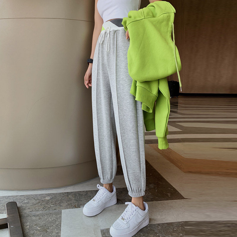 灰色运动裤女秋冬季2020新款宽松束脚ins潮哈伦休闲炸街网红卫裤
