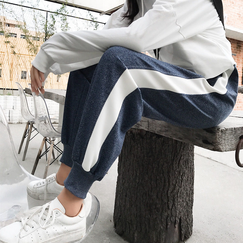 ins裤子女学生宽松韩版加绒长裤百搭束脚休闲显瘦运动裤潮春秋