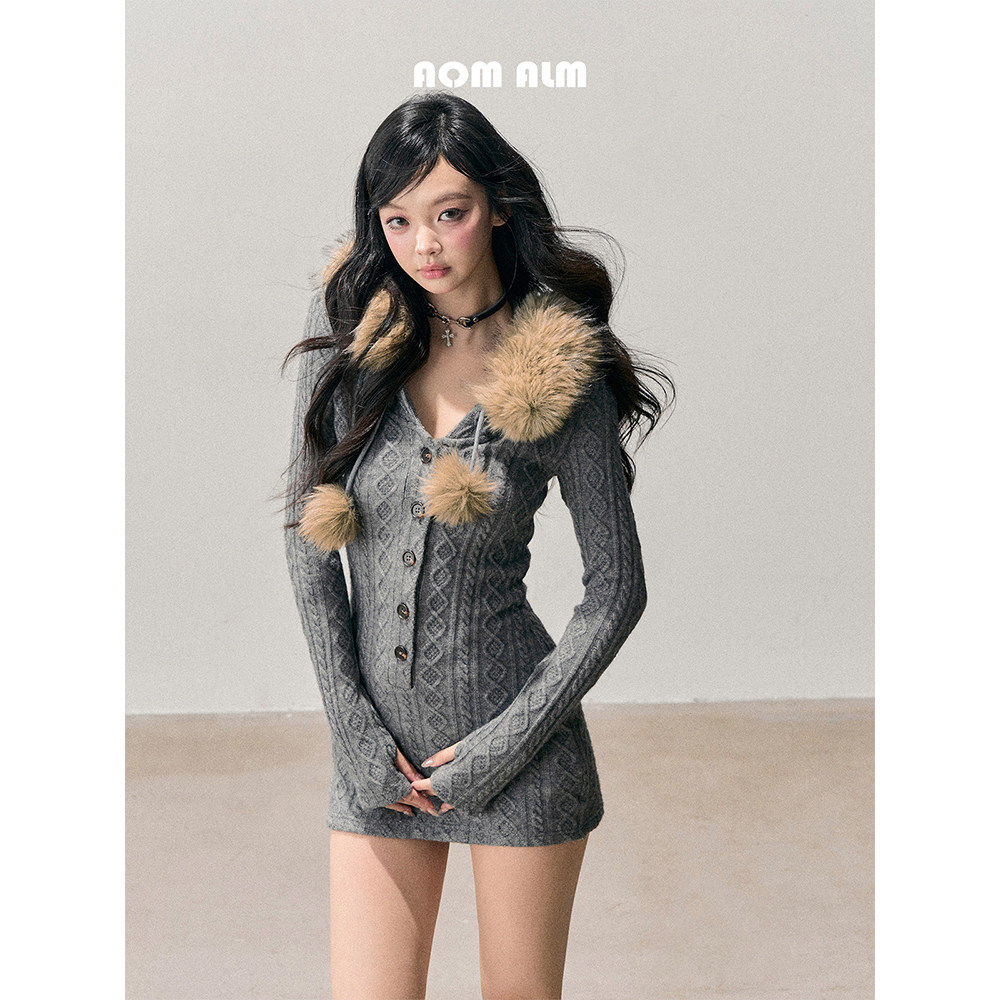 AOMALM少也眼"她如薄暮降临"#法式毛衣连衣裙女冬显瘦包臀裙短裙,女装/女士精品,连衣裙,淘宝优惠券,粉丝福利购,淘宝优惠卷