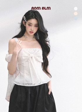 春野花涧#*法式蕾丝薄款短袖衬衫女夏季白色显瘦设计感上衣