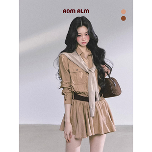 连衣裙女秋蓬蓬短裙 %高级感赫本风工装 AOMALM少也眼 高智巴恩风