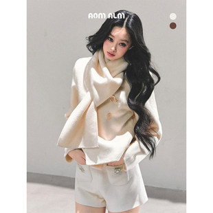 AOMALM少也眼 高级感富家千金毛呢外套女冬双面呢大衣 暮雪森林