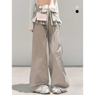 机能bella 裤 %美式 女秋冬设计感工装 bf慵懒风阔腿裤 AOMALM少也眼