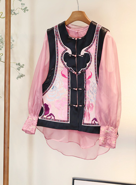 2025新款新中式国风圆领盘扣减龄洋气高端大气轻奢百搭上衣马甲