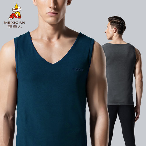 稻草人v领双层保暖上装背心