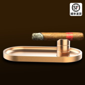 金属托盘雪茄烟灰缸雪茄支架打孔器组合款 持灰茄托创意高端礼品