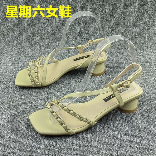 35码瑕疵撤柜断码处理夏季新款露趾粗跟中跟时尚百搭休闲女凉鞋潮