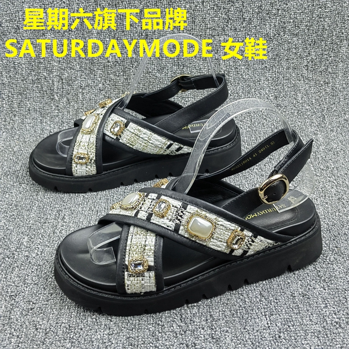 38码撤柜断码处理夏季新款圆头露趾后空平底轻便一字带休闲女凉鞋