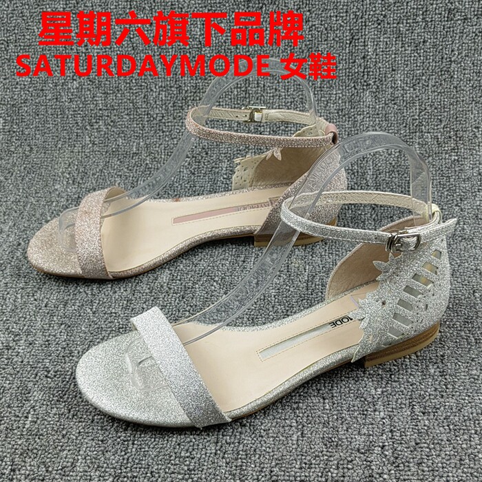 品牌瑕疵撤柜断码清仓处理夏季新款露趾粗低跟扣带包跟女时装凉鞋