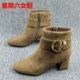 欧美时尚 正品 撤柜处理秋冬季 真皮女短靴粗跟侧拉链金属扣百搭女靴