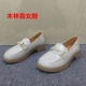 36码 女浅口粗跟一脚蹬复古单鞋 瑕疵清仓处理春季 英伦风真皮乐福鞋