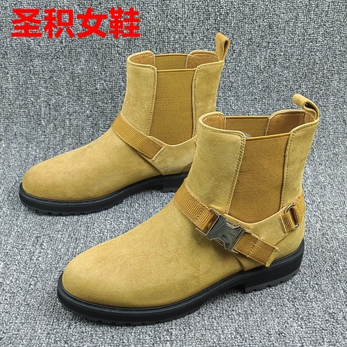 SAINT JACK35码撤柜断码处理冬季新款圆头套筒真皮厚底时尚马丁靴