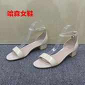 瑕疵清仓透明一字带扣凉鞋 女粗跟露趾百搭气质时装 鞋 39码 低跟女鞋