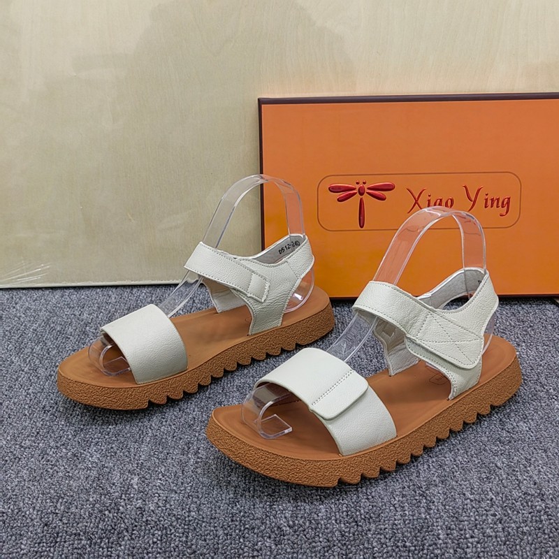 38码断码清仓休闲风真皮女凉鞋平底魔术贴交叉带防滑软底舒适凉鞋,女鞋,休闲凉鞋,淘宝优惠券,粉丝福利购,淘宝优惠卷