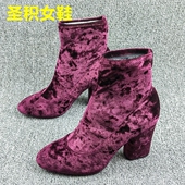 圆头粗跟绒面套筒百搭时装 SAINT 靴 处理秋季 新款 JACK正品 撤柜断码