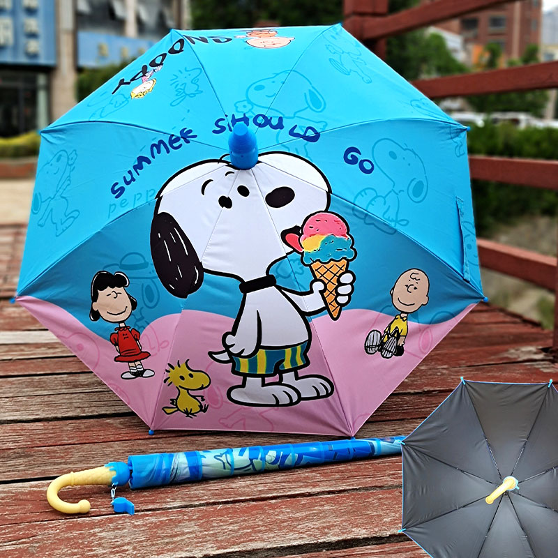 史努比小学生卡通儿童晴雨伞手动长柄黑胶防晒遮阳伞四季通用结实