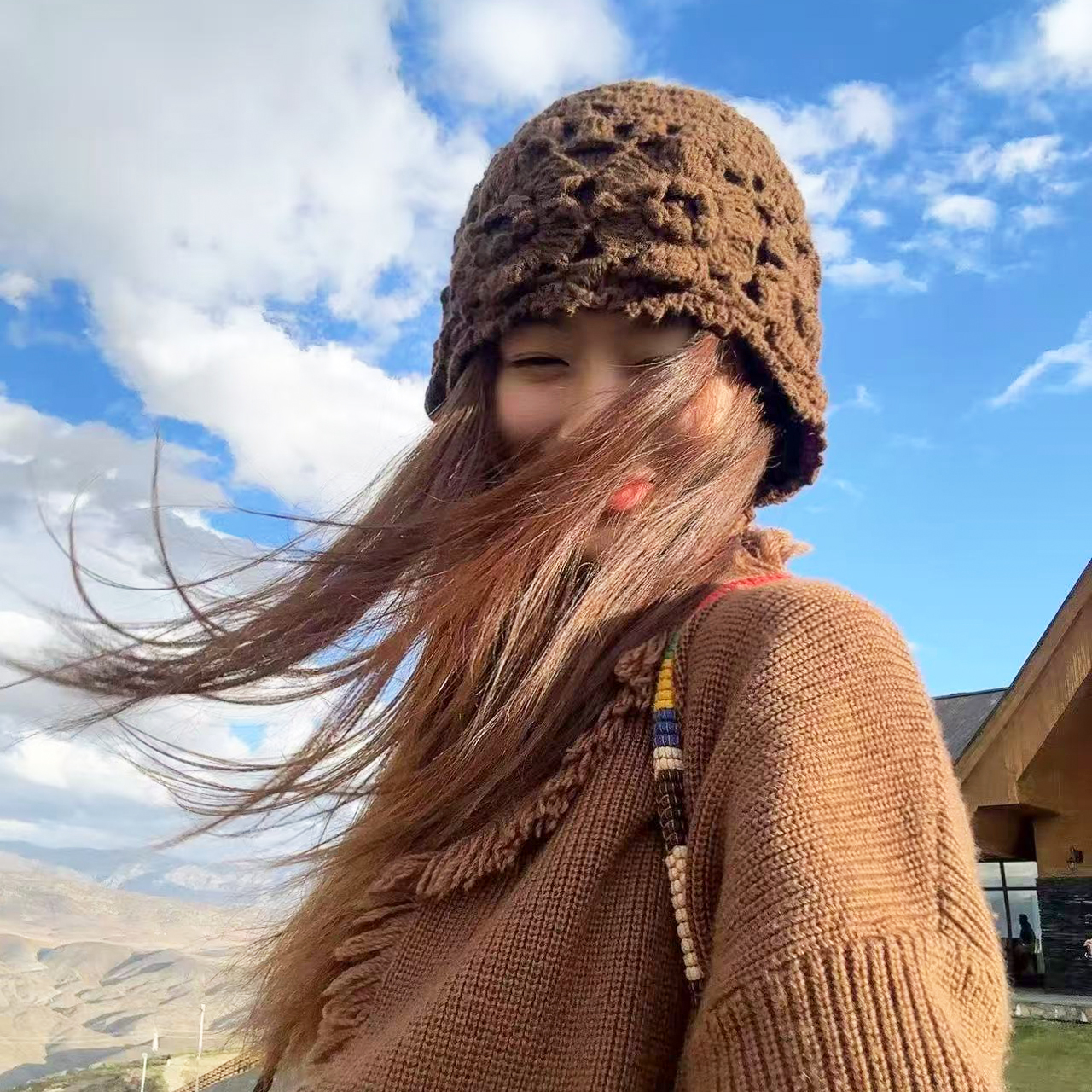川藏旅行护耳包头帽子女款2025新款秋冬民族风百搭出片针织毛线帽