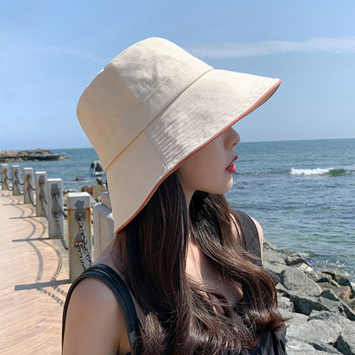 夏季渔夫帽子女款新款大头围显脸小遮脸防晒V太阳盆帽0810r