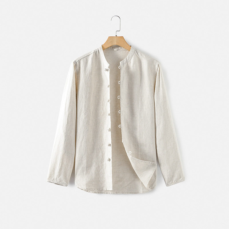 国风亚麻男装 纯色中式青年宽松型盘扣休闲立领亚麻衬衫E003,男装,衬衫,淘宝优惠券,粉丝福利购,淘宝优惠卷