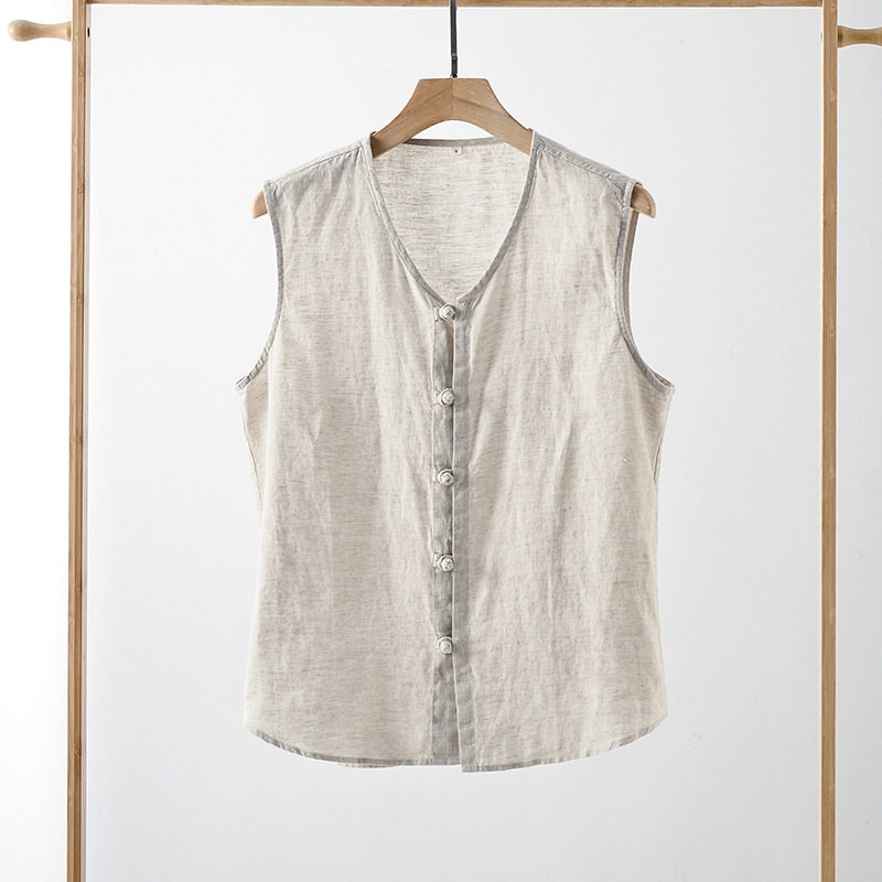 夏季新款亚麻男装复古盘扣圆领马甲休闲中式亚麻背心内搭F005,男装,常规马甲,淘宝优惠券,粉丝福利购,淘宝优惠卷