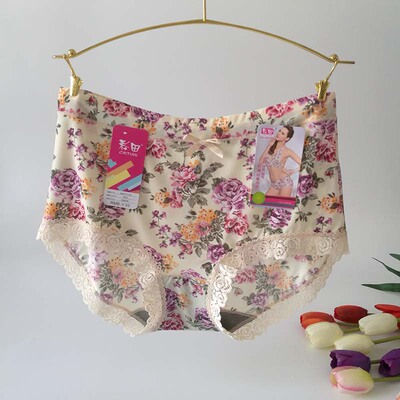 彩田内裤女冰丝透气高腰蕾丝少女
