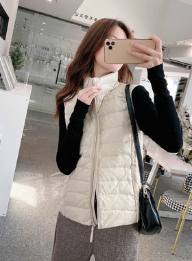 2025年秋冬新款外穿羽绒马甲女轻薄短款90白鸭绒时尚坎肩马夹背心