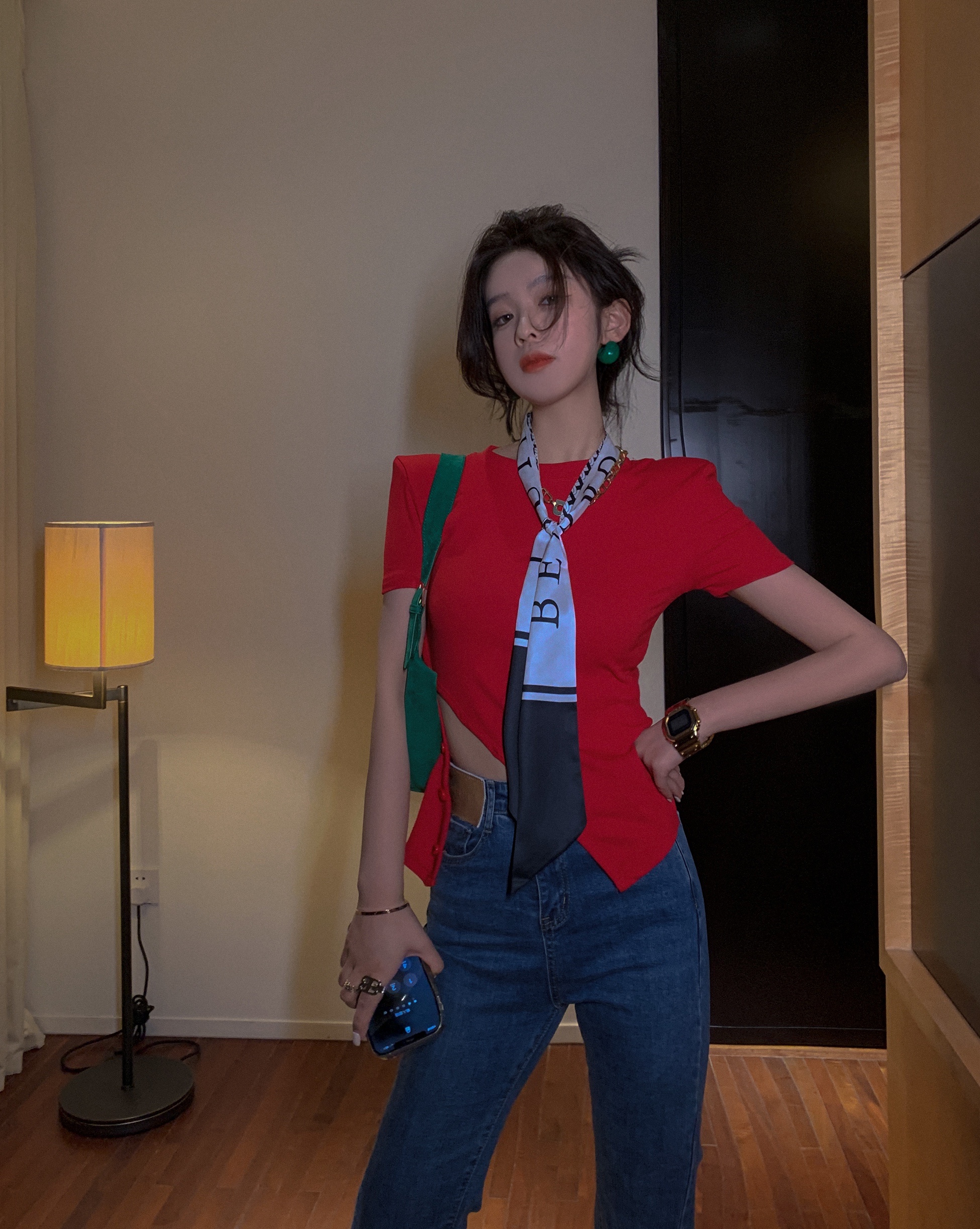 Real summer new split design retro short sleeve T-shirt