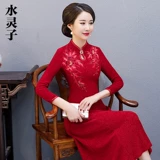 Длинное ципао, весенняя юбка, свадебное платье для мамы, вечернее платье, городской стиль, яркий броский стиль